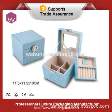 square leather jewerly box, cases for leather jewels(WH-3156)